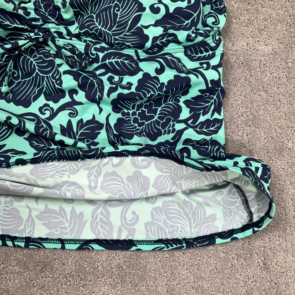 Lands' End Tankini Top Women 16 Mint Green Floral Underwire Ruched - Picture 3 of 10